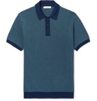 Mr P. - Slim-Fit Textured-Knit Cotton-Piqué Polo Shirt - Blue
