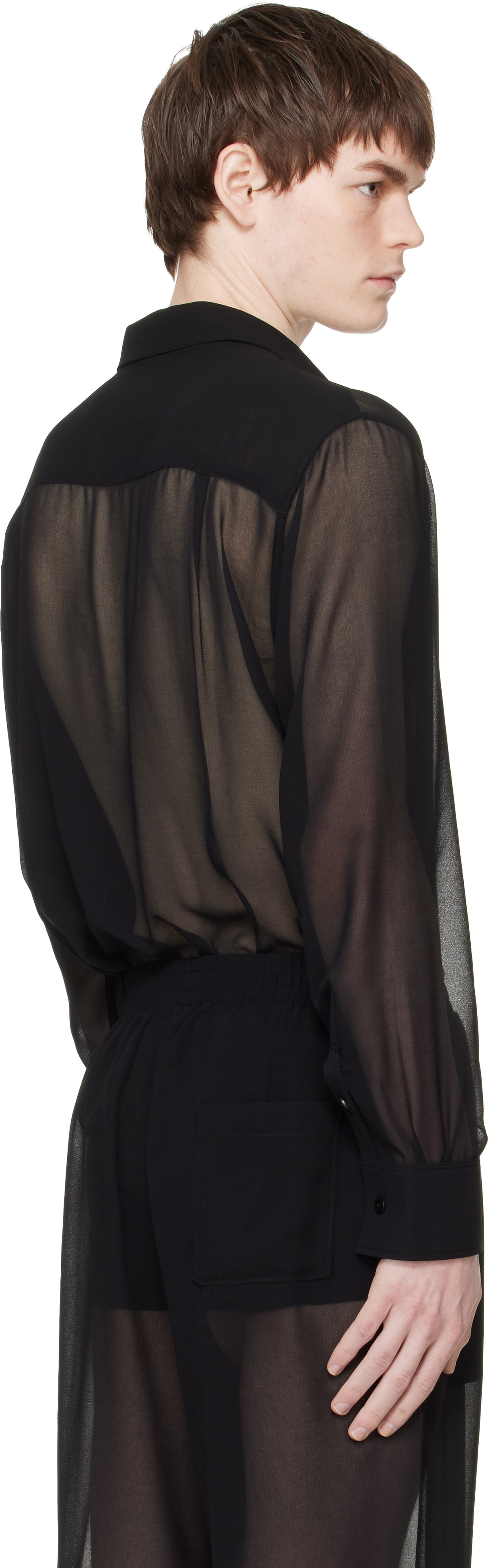 LGN Louis Gabriel Nouchi Black Classic Transparent Shirt