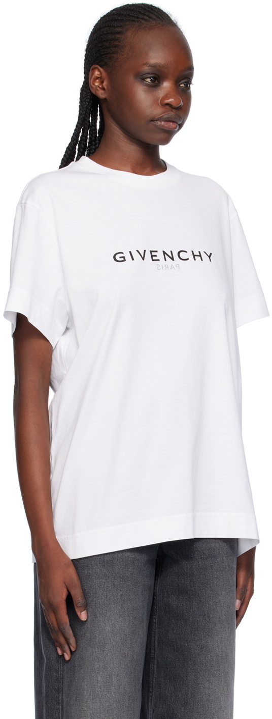 【送料&関税込】Givenchy White paris Reverse T-shirt Givenchy Men's Paris Reverse Logo T-Shirt in White Givenchy