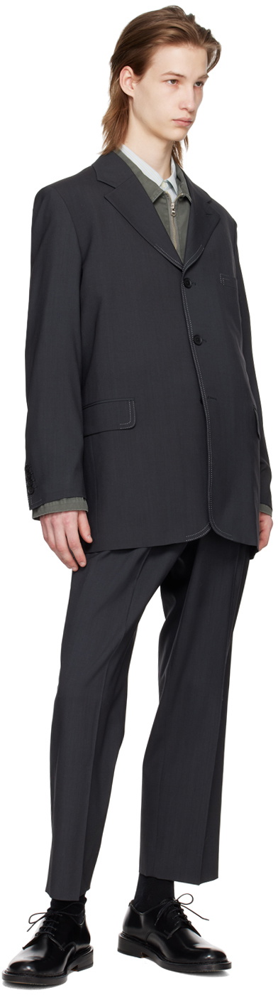 YOKE Black Contrast Stitch Blazer