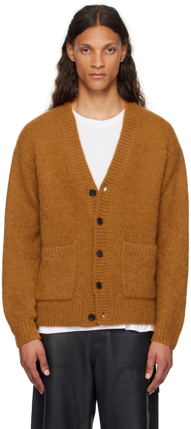 Dries Van Noten Orange Alpaca Cardigan Dries Van Noten
