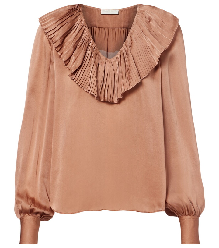 Photo: Ulla Johnson Liese pleated silk satin blouse
