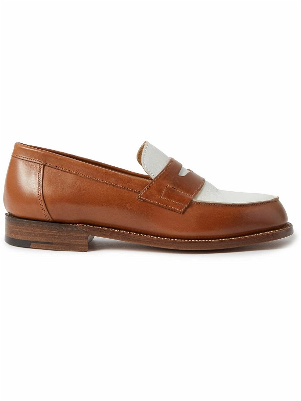 Photo: Grenson - Epsom Two-Tone Leather Penny Loafers - Brown