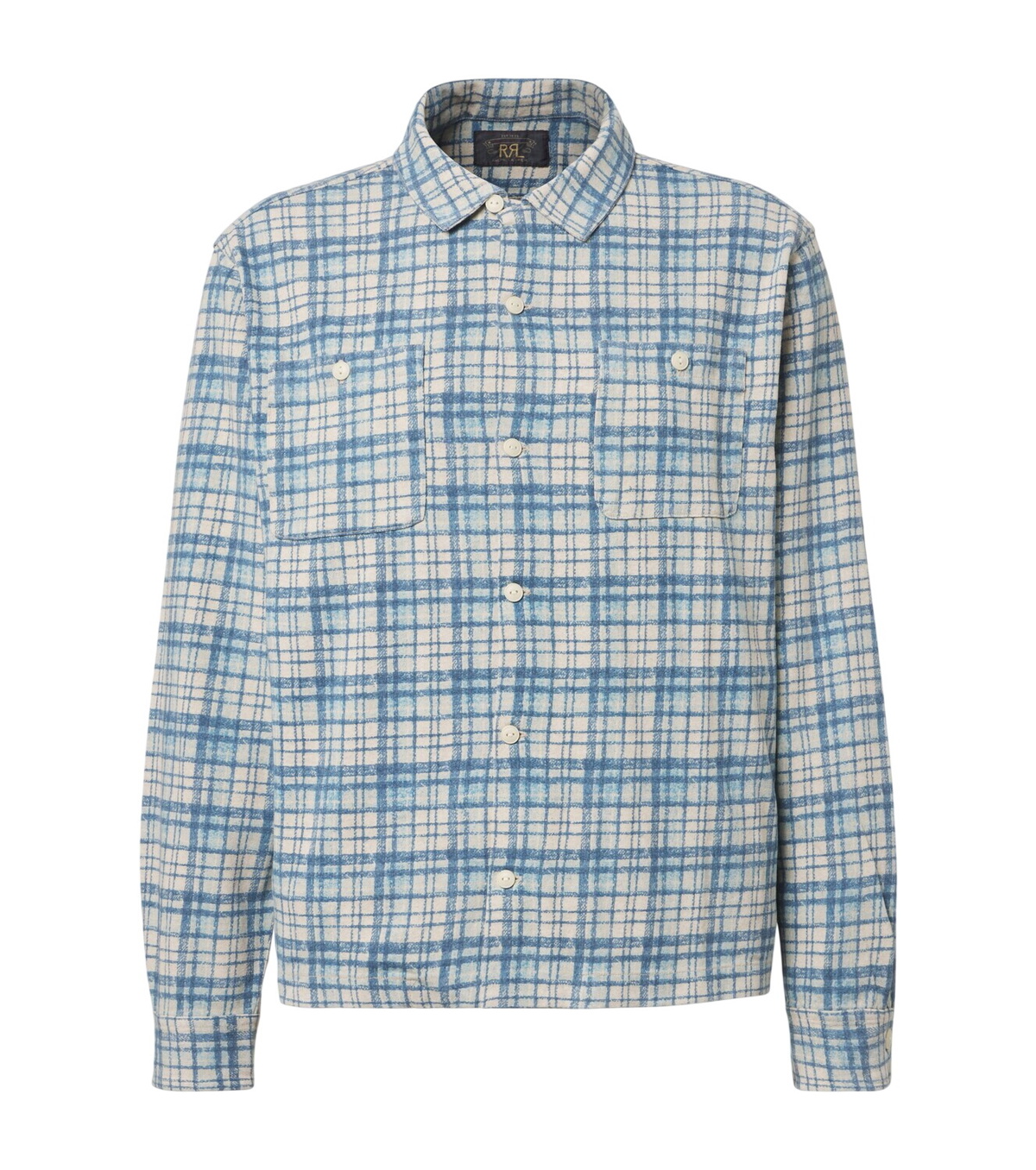 【美品】RRL HERRINGBONE FLANNEL SHIRTS RRL Blue Herringbone Work Shirt RRL