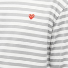 Comme des Garçons Play Men's Long Sleeve Stripe Contrast Sleeve Te in Grey/White