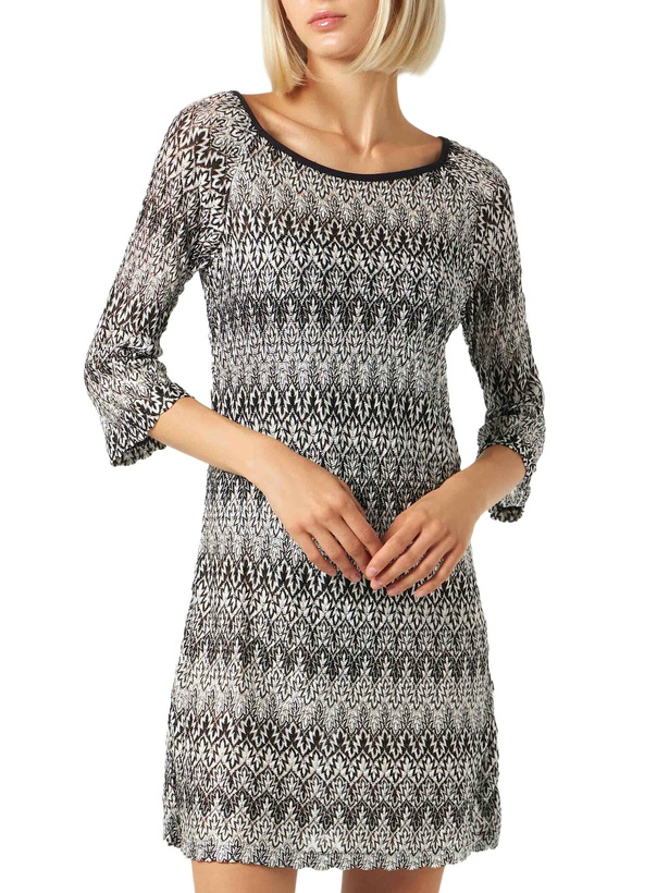 Photo: MC2 Saint Barth Black And White Knitted Chevron Mini Dress
