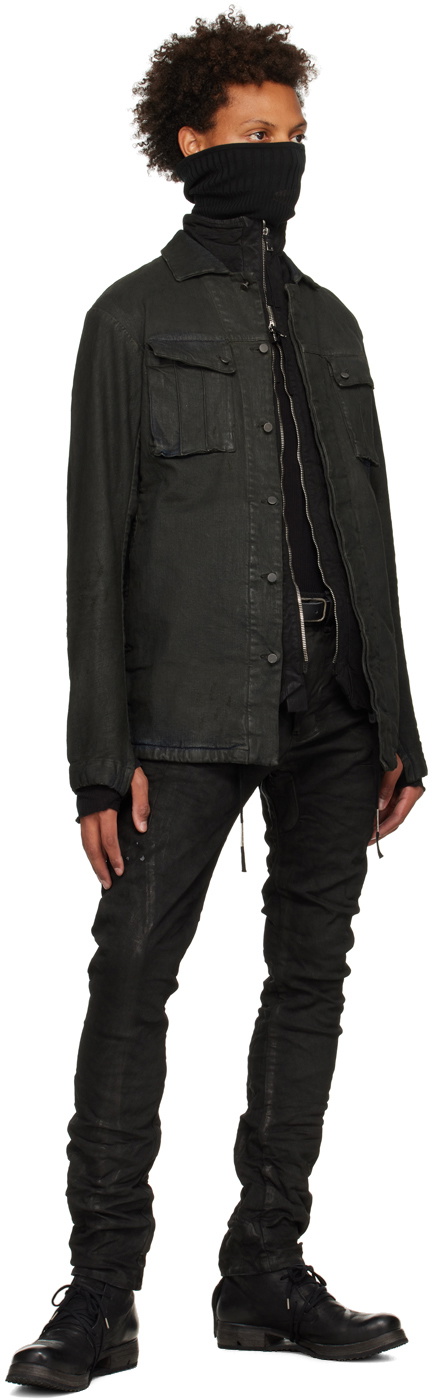 Boris Bidjan Saberi Black Coated Denim Jacket Boris Bidjan Saberi