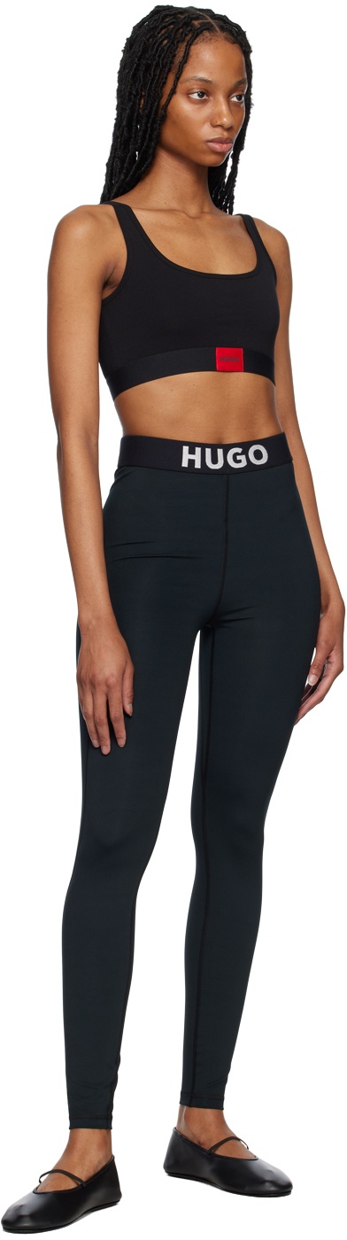 Hugo Black Overlock Stitch Leggings Hugo Boss