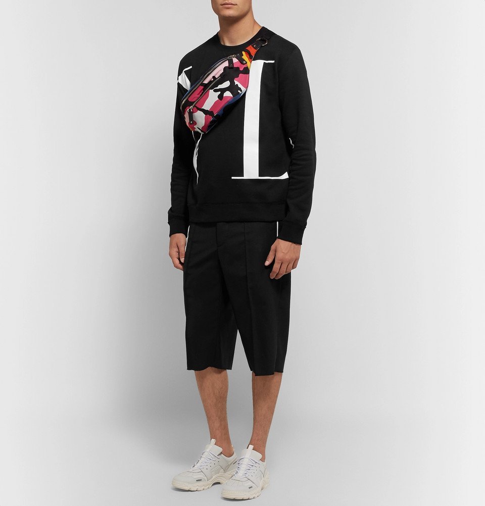 Valentino - Logo-Print Loopback Cotton-Blend Jersey Sweatshirt - Men - Black
