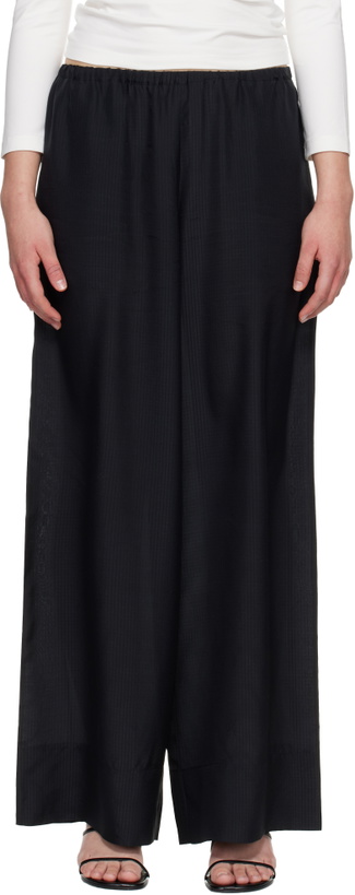 Photo: St. Agni Black Silk Grid Relaxed Trousers