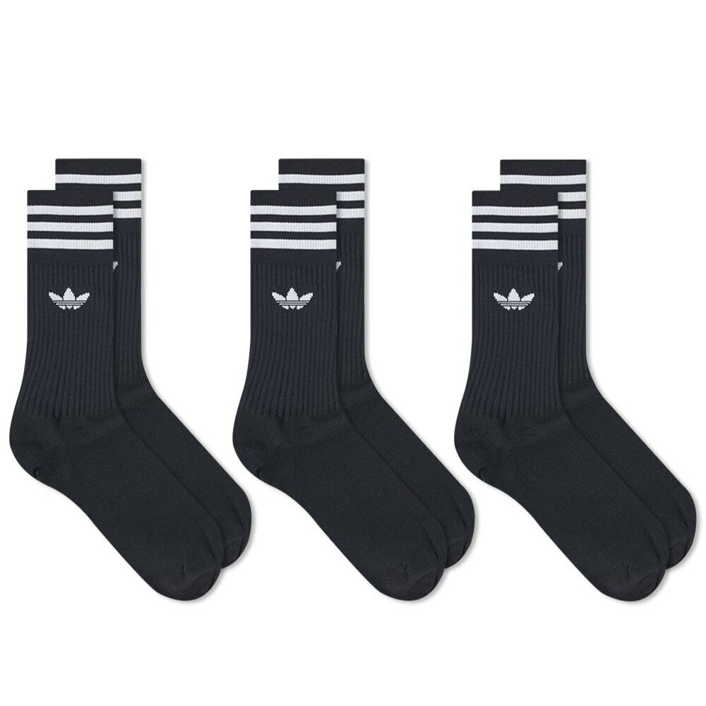 Photo: Adidas Men's Solid Crew Sock - 3 Pack in Black