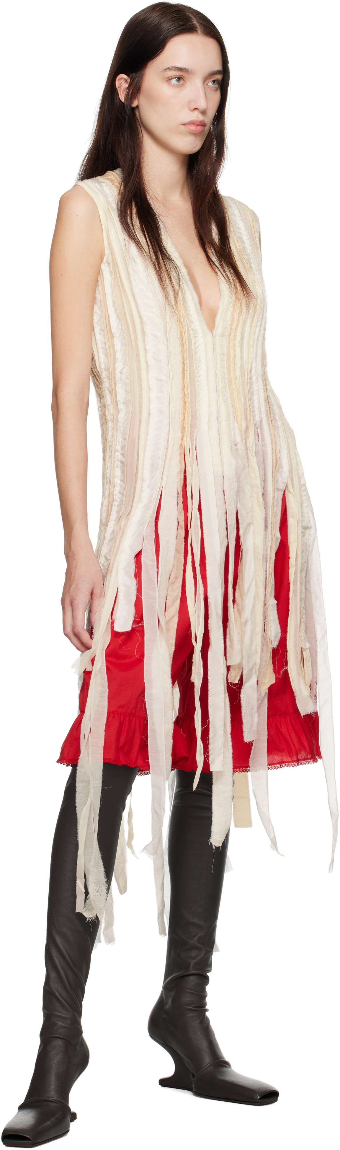 COLLEEN ALLEN Off-White Embroidery V-Neck Top