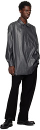 N.Hoolywood Gray Half Coat Faux-Leather Jacket