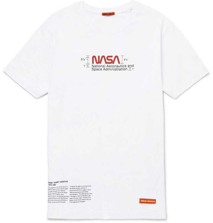 Photo: Heron Preston - Printed Cotton-Jersey T-Shirt - White