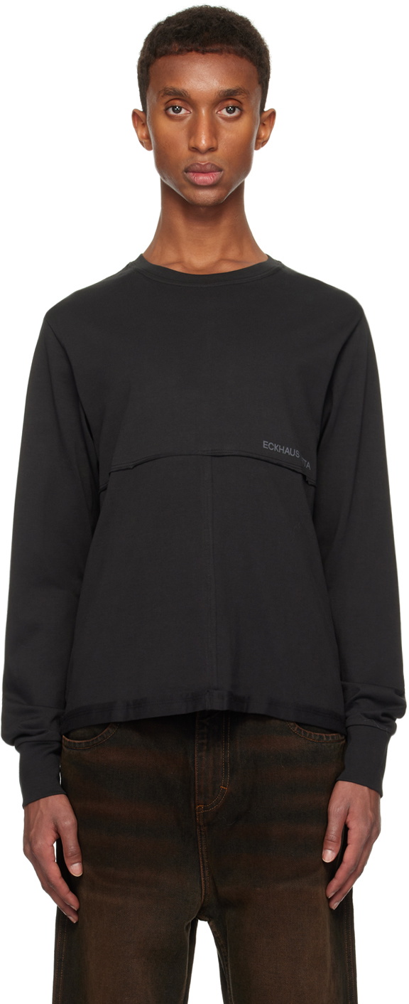 ECKHAUS LATTA 黒 長袖シャツ black-lapped-long-sleeve-t-
