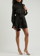Clea Finlay Silk-blend Satin Mini Dress Black