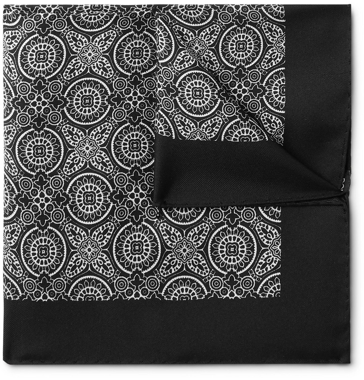 Photo: Dolce & Gabbana - Printed Silk-Twill Pocket Square - Black