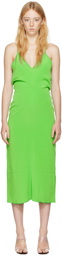 Victoria Beckham Green Vented Midi Dress