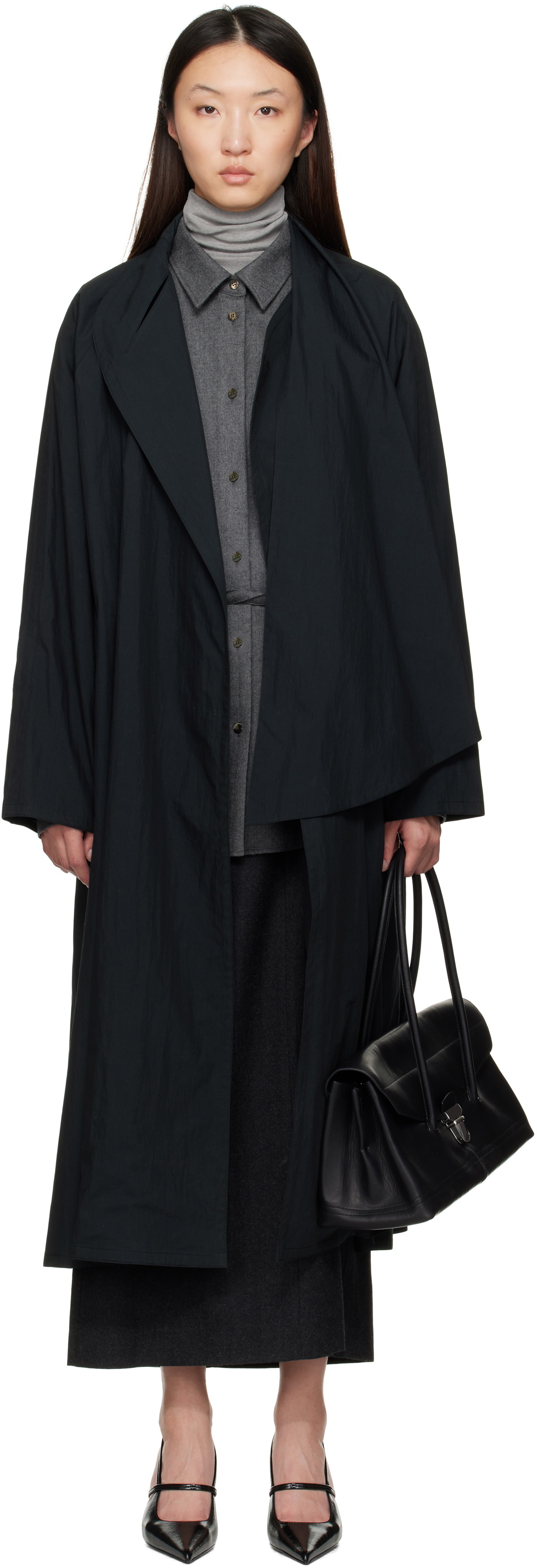 LE17SEPTEMBRE Navy Scarf Trench Coat