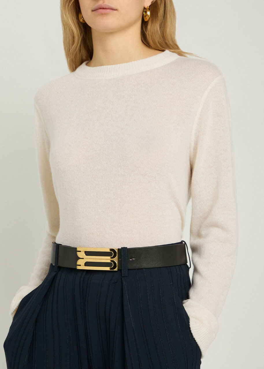 Victoria Beckham Jumbo Frame Leather Belt Black