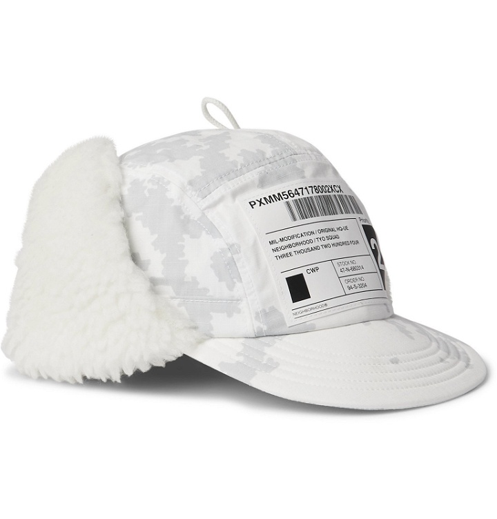 Photo: Neighborhood - Appliquéd Fleece-Lined Camouflage-Print Cotton Trapper Hat - White