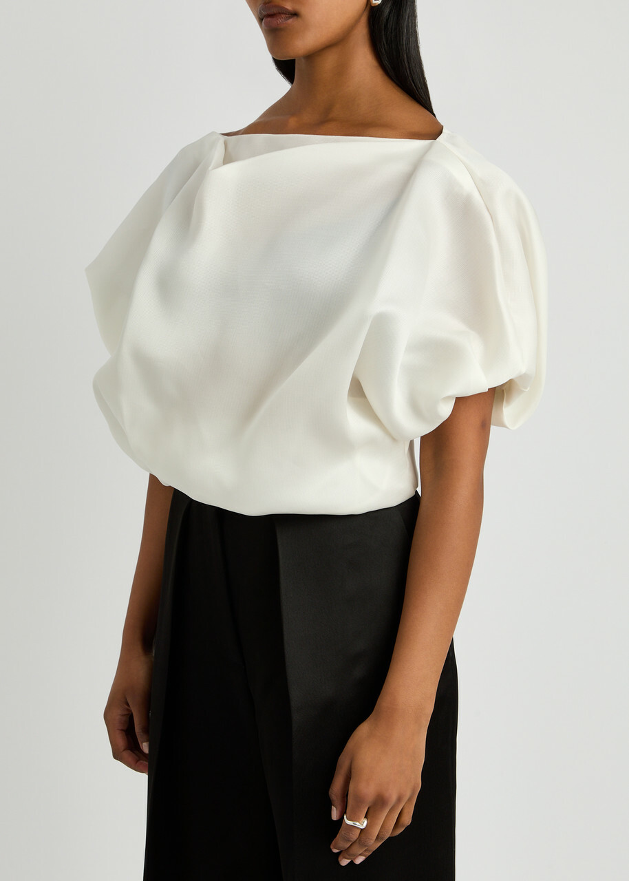 Khaite Niles Draped Silk top Ivory Khaite