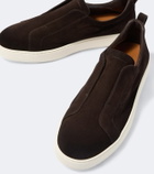 Santoni Suede slip-on sneakers