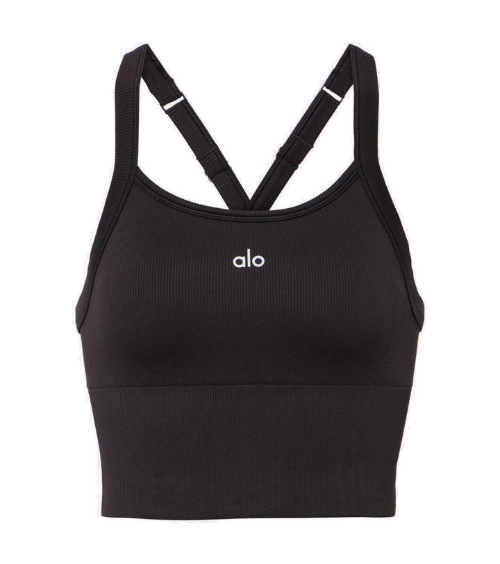Photo: Alo Yoga Seamless Ribbed logo sports bra