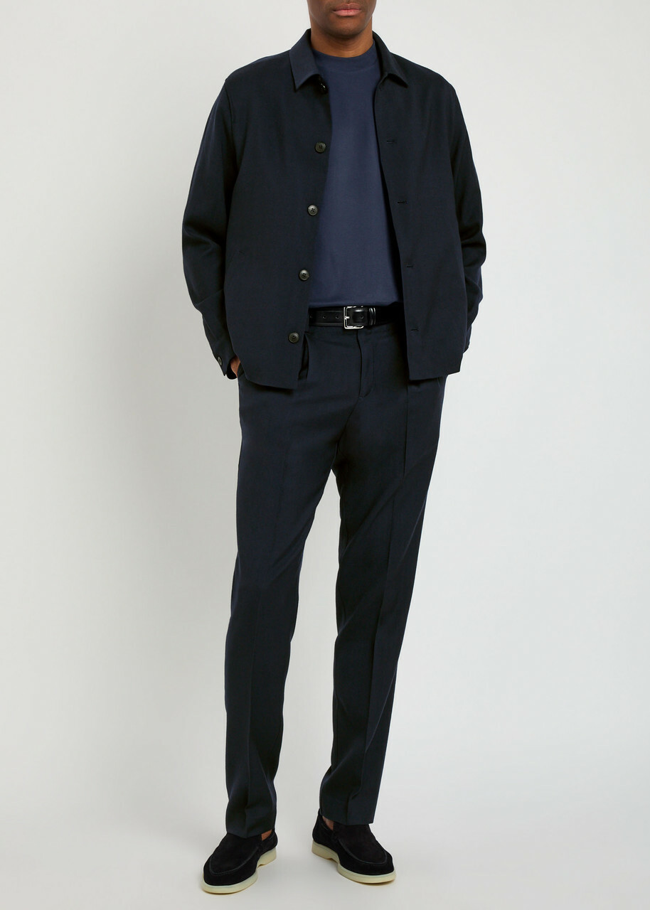 Sunspel Straight-leg Wool Trousers Navy