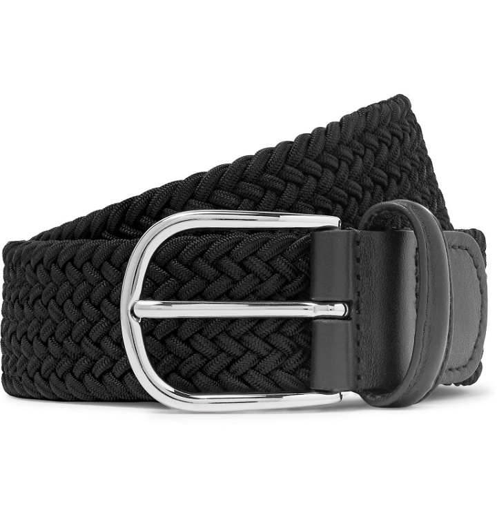 Photo: Anderson's - 3.5cm Midnight-Blue Woven Waxed-Cord Belt - Black
