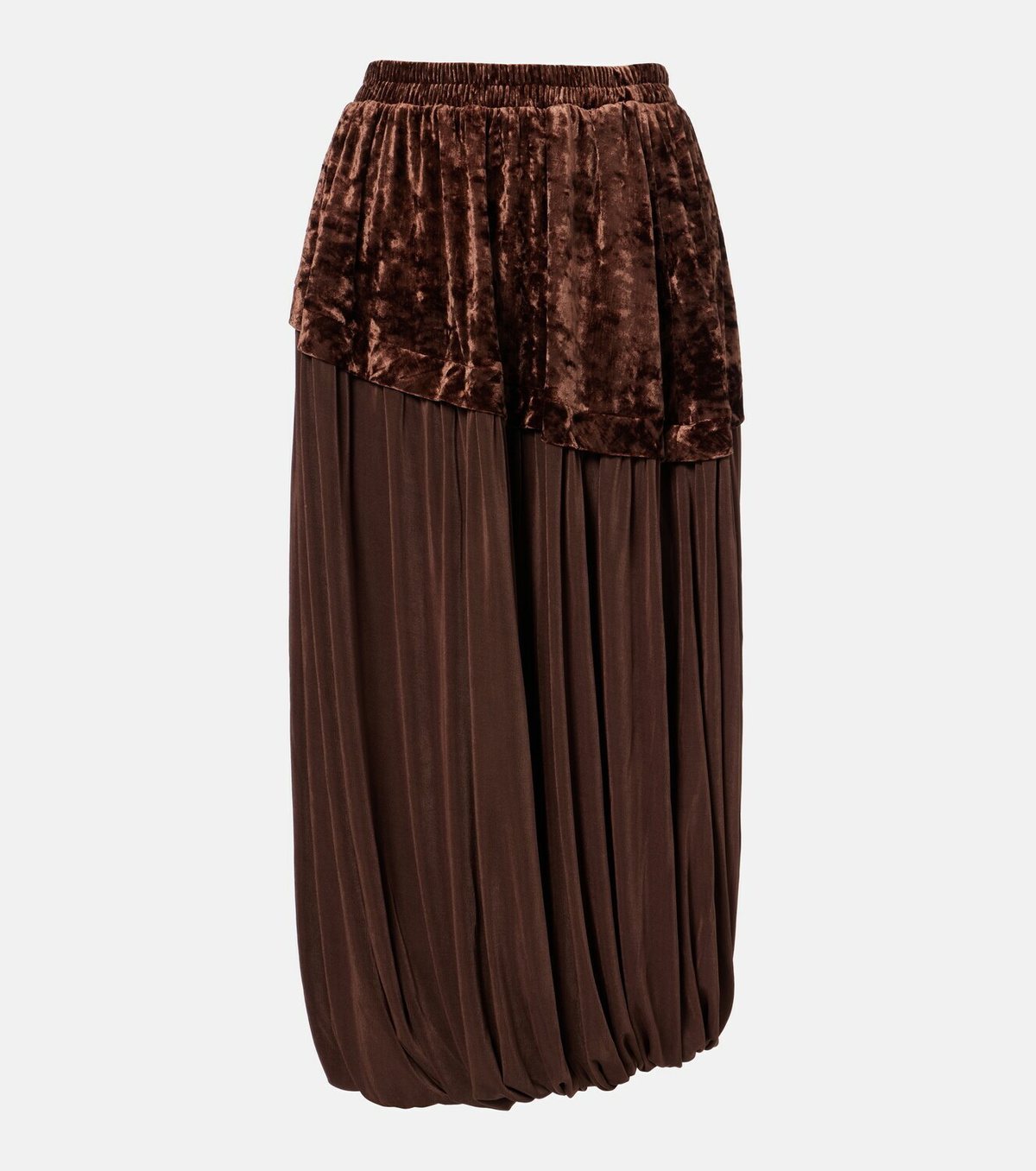 Xu Zhi Jersey and velvet midi skirt