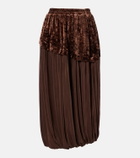 Xu Zhi Jersey and velvet midi skirt