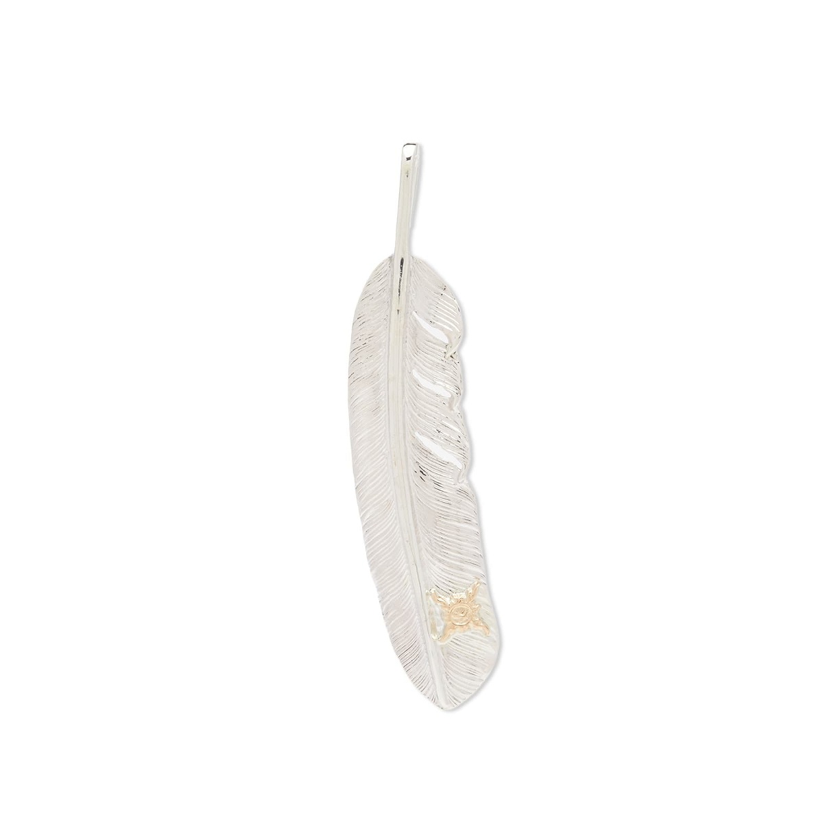 Photo: First Arrows Men's Right Sided Logo Feather Pendant in Silver/Gold