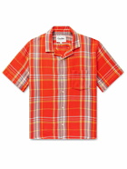 Corridor - Camp-Collar Checked Cotton Shirt - Orange