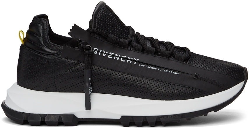 Photo: Givenchy Black Perforated Leather Spectre Runner Zip Low Sneakers