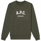 A.P.C. Men's Phil Varsity Logo Sweat in Military Khaki