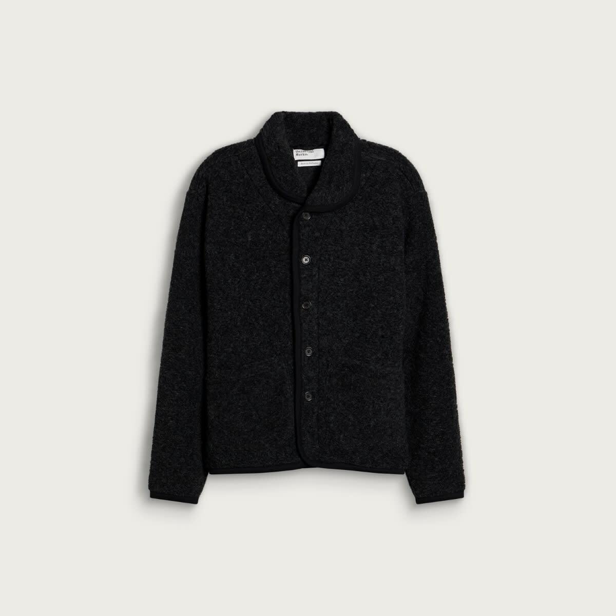 Universal Works Men's Bouclet Fleece Lancaster Jacket in Charcoal