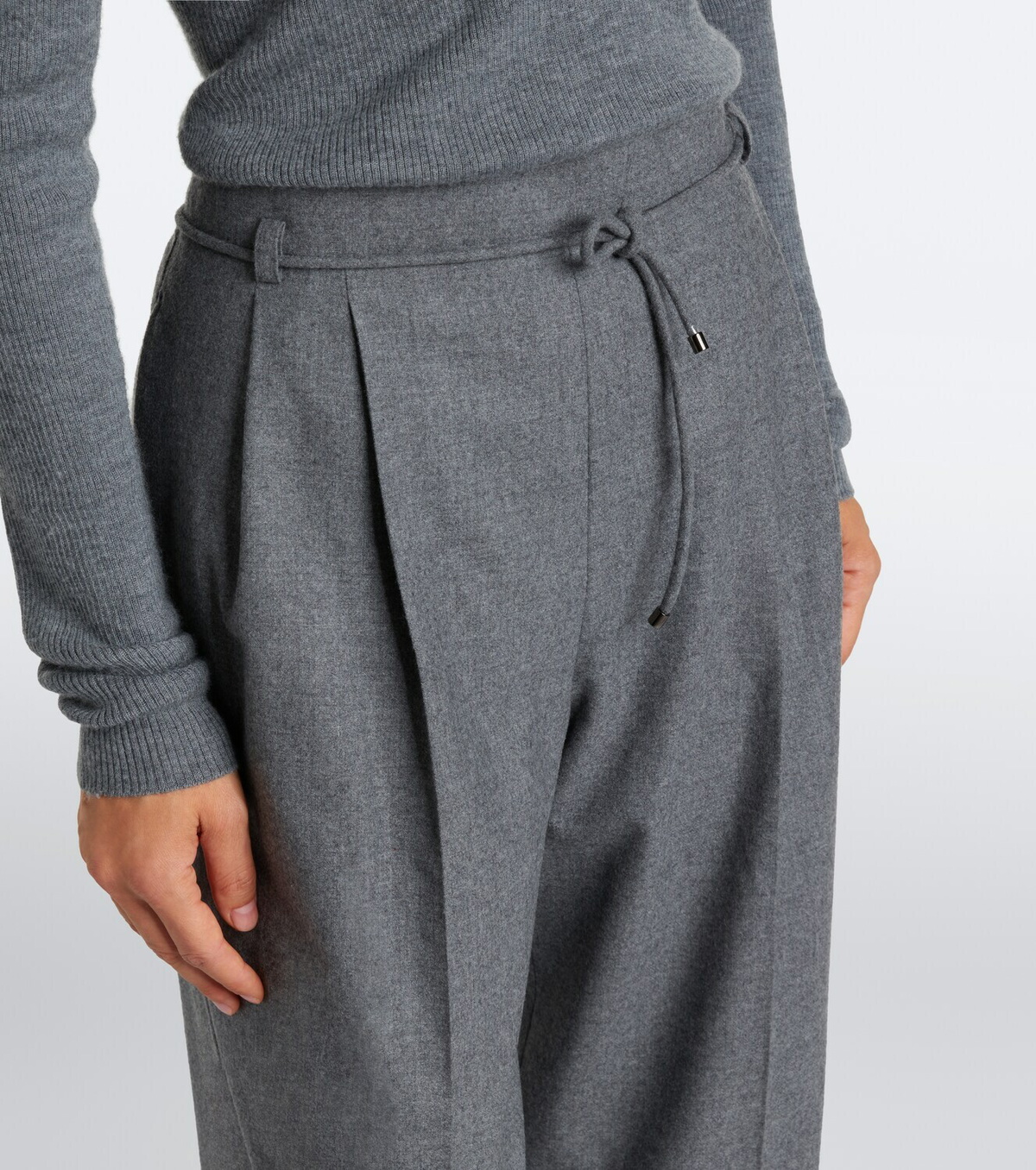 Max Mara Belted cashmere-blend wide-leg pants