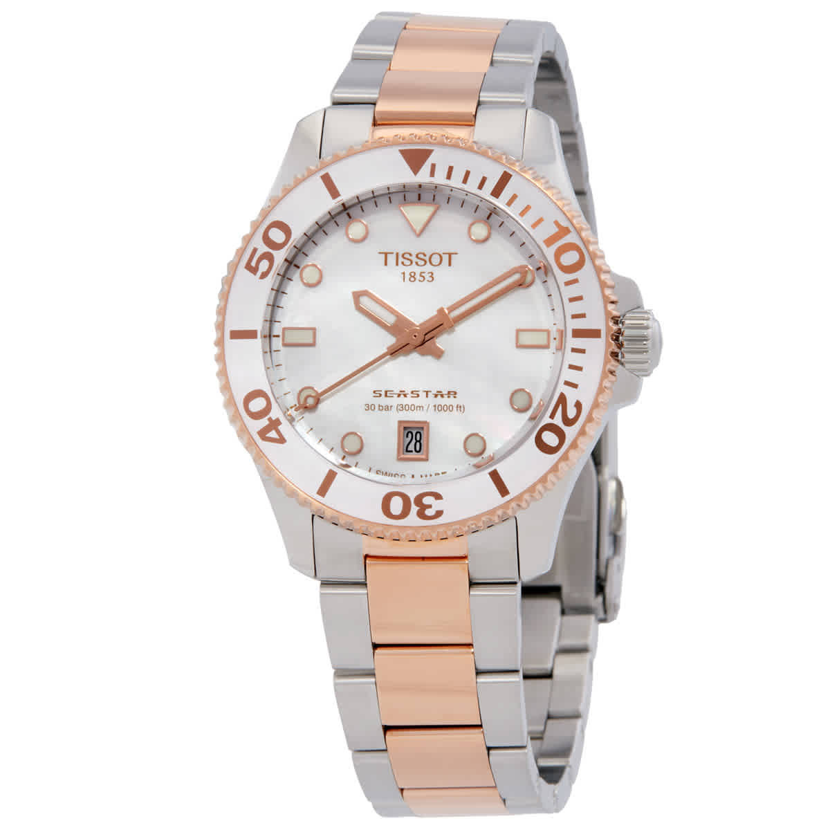 Tissot Seastar Quartz White Mother of Pearl Dial Watch T1202102211100