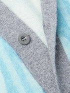 Frescobol Carioca - Romero Printed Brushed Wool and Cashmere-Blend Cardigan - Blue