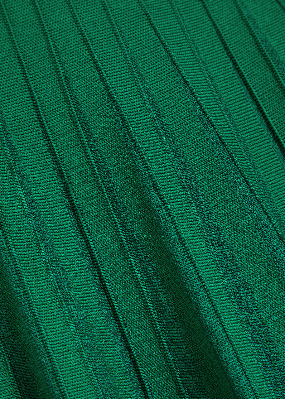 Simkhai Margoux Ribbed Stretch-knit Midi Skirt Green