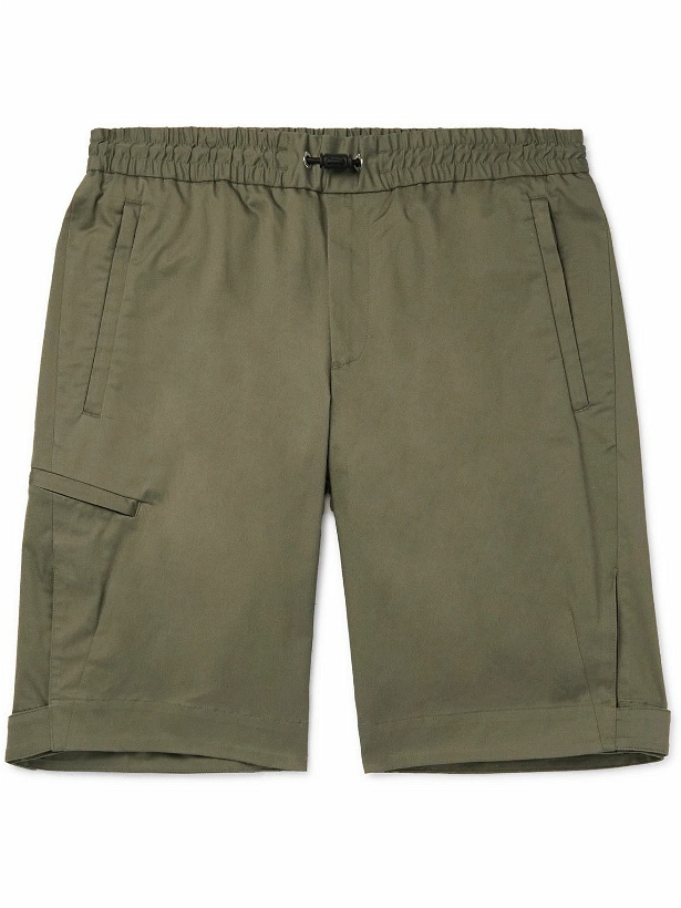 Photo: Moncler - Straight-Leg Cotton-Blend Gabardine Shorts - Green