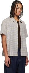 Dunst Beige Collared Checked Shirt