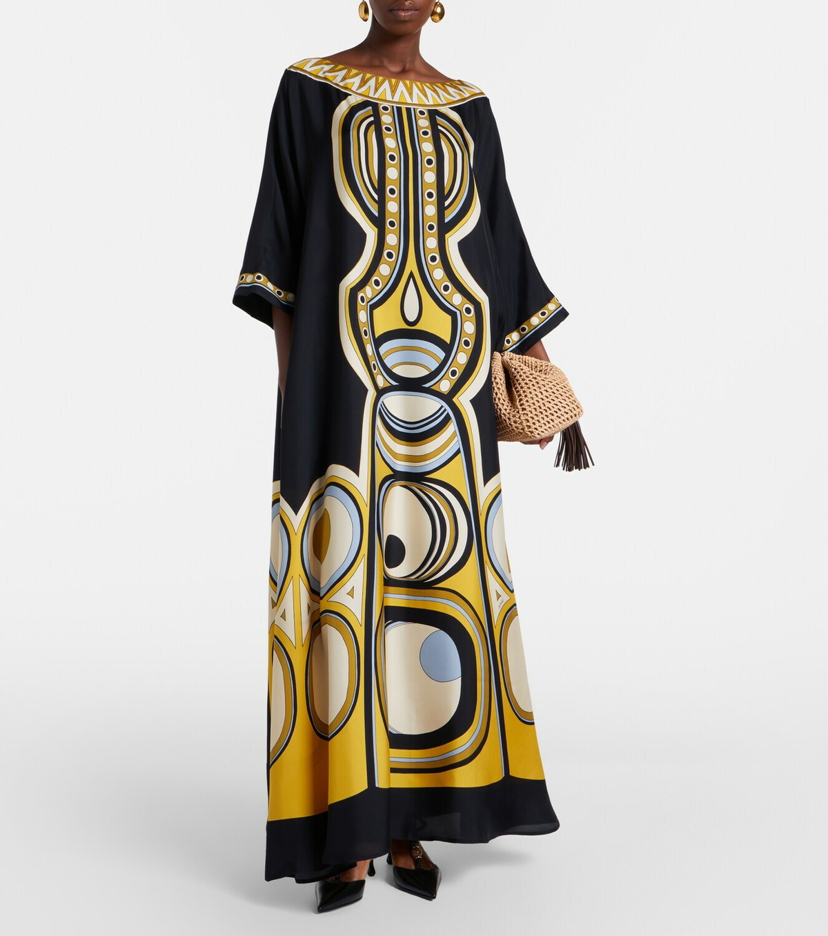 La DoubleJ Muumuu printed silk twill maxi dress