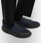 Lanvin - Leather-Trimmed Mesh Sneakers - Men - Midnight blue