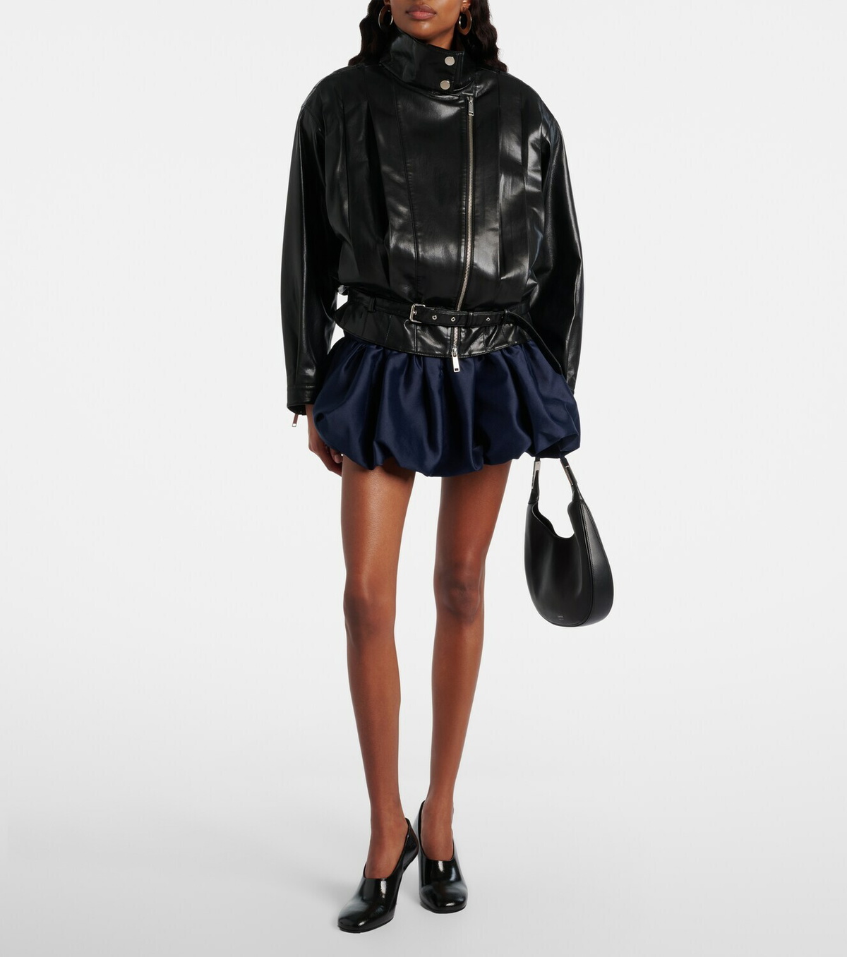 Self-Portrait Belted biker jacket