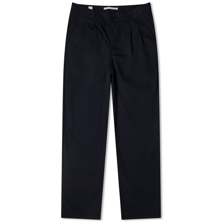 Photo: Norse Projects Men's Benn Relaxed Typewriter Pleated Trousers in Dark Navy