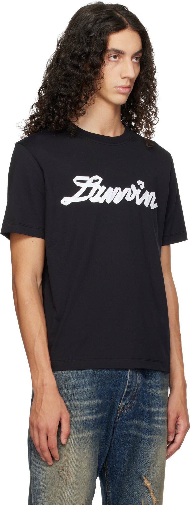 Lanvin Black 'Lanvin' Ribbon T-shirt