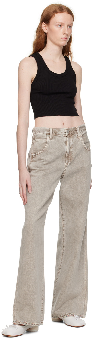 Marble Slim Fit Cropped Jean Khaki