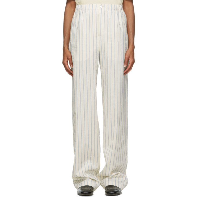 Photo: Gucci Off-White and Blue Antique Striped Pants